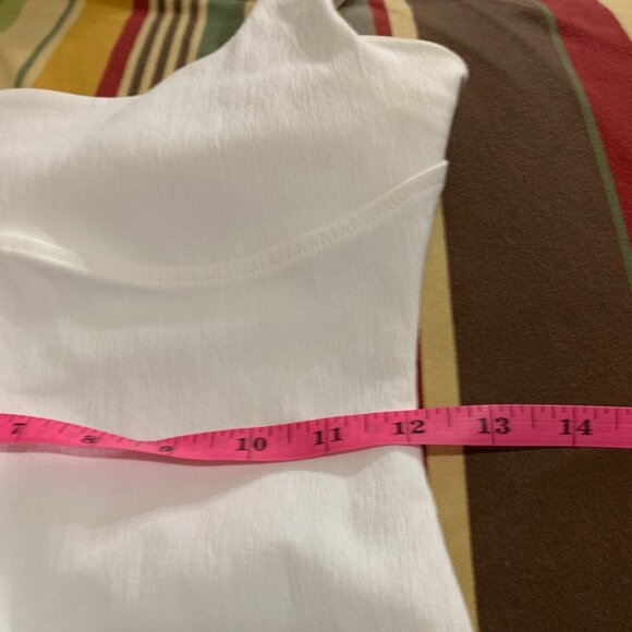 ZARA Women's Dress White Sleeveless Midi Bodycon Square Neckline Stretch S Y2K - Picture 13 of 16